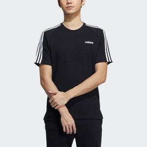 Adidas Essentials 3 Stripes Black and White Tee